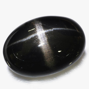 39.09캐럿 천연 검정색 스타 디옵사이드, 타원형 컷, 25.1×18 mm, 불투명체