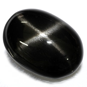 26.40캐럿 천연 검정색 스타 디옵사이드, 타원형 컷, 22.1×16.1 mm, 불투명체