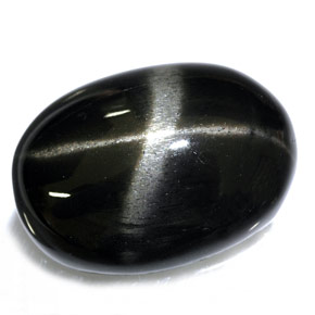 26.40캐럿 천연 검정색 스타 디옵사이드, 타원형 컷, 22.1×16.1 mm, 불투명체