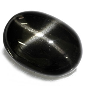 26.40캐럿 천연 검정색 스타 디옵사이드, 타원형 컷, 22.1×16.1 mm, 불투명체