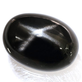 34.95캐럿 천연 검정색 스타 디옵사이드, 타원형 컷, 22.2×16.1 mm, 불투명체