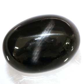34.95캐럿 천연 검정색 스타 디옵사이드, 타원형 컷, 22.2×16.1 mm, 불투명체