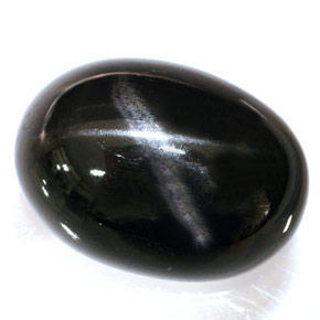 34.95캐럿 천연 검정색 스타 디옵사이드, 타원형 컷, 22.2×16.1 mm, 불투명체