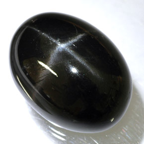 24.45캐럿 천연 검정색 스타 디옵사이드, 타원형 컷, 20.1×15 mm, 불투명체