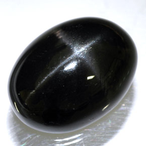 24.45캐럿 천연 검정색 스타 디옵사이드, 타원형 컷, 20.1×15 mm, 불투명체