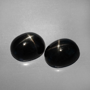 캐럿 천연 검정색 스타 디옵사이드 보석, 타원형 컷, 10×8.2 mm, 불투명체