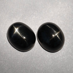 캐럿 천연 검정색 스타 디옵사이드 보석, 타원형 컷, 10.1×8.2 mm, 불투명체