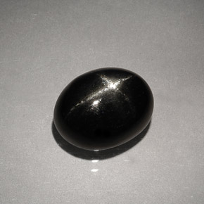 4.13캐럿 천연 검정색 스타 디옵사이드, 타원형 컷, 10.2×8.1 mm, 불투명체