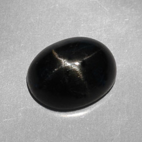 3.95캐럿 천연 검정색 스타 디옵사이드, 타원형 컷, 10.2×8 mm, 불투명체
