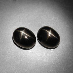 캐럿 천연 검정색 스타 디옵사이드 보석, 타원형 컷, 9.1×7.1 mm, 불투명체