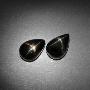 캐럿 천연 검정색 스타 디옵사이드 보석, 배 모양, 9.9×6.9 mm, 불투명체