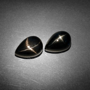 캐럿 천연 검정색 스타 디옵사이드 보석, 배 모양, 10×6.9 mm, 불투명체