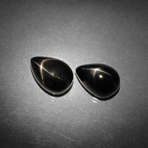 캐럿 천연 검정색 스타 디옵사이드 보석, 배 모양, 10×6.9 mm, 불투명체