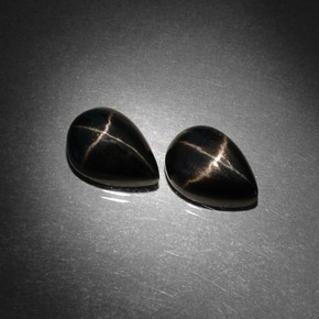 캐럿 천연 검정색 스타 디옵사이드 보석, 배 모양, 10.1×7.1 mm, 불투명체