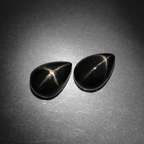 캐럿 천연 검정색 스타 디옵사이드 보석, 배 모양, 10.1×7.1 mm, 불투명체