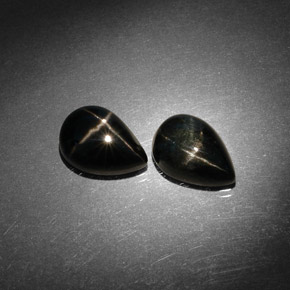 캐럿 천연 검정색 스타 디옵사이드 보석, 배 모양, 10×7 mm, 불투명체