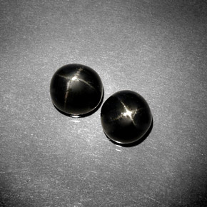 캐럿 천연 검정색 스타 디옵사이드 보석, 타원형 컷, 7.2×6.9 mm, 불투명체