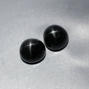 캐럿 천연 검정색 스타 디옵사이드 보석, 타원형 컷, 7.1×6.7 mm, 불투명체