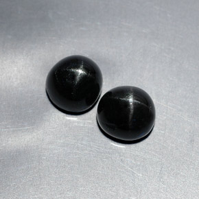 캐럿 천연 검정색 스타 디옵사이드 보석, 타원형 컷, 7.1×6.7 mm, 불투명체