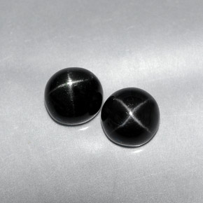 캐럿 천연 검정색 스타 디옵사이드 보석, 라운드 컷, 7.03 mm, 불투명체