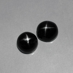 캐럿 천연 검정색 스타 디옵사이드 보석, 타원형 컷, 7.3×7 mm, 불투명체