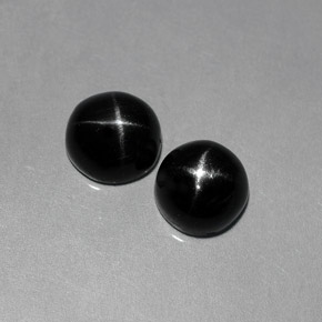 캐럿 천연 검정색 스타 디옵사이드 보석, 타원형 컷, 7.3×7 mm, 불투명체