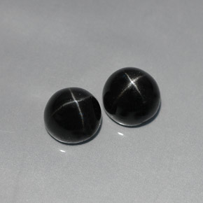 캐럿 천연 검정색 스타 디옵사이드 보석, 라운드 컷, 6.90 mm, 불투명체