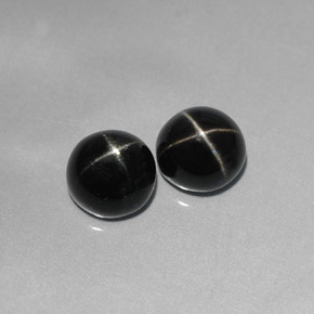 캐럿 천연 검정색 스타 디옵사이드 보석, 라운드 컷, 7.17 mm, 불투명체
