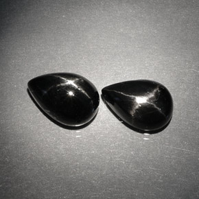 캐럿 천연 검정색 스타 디옵사이드 보석, 배 모양, 10×6.9 mm, 불투명체