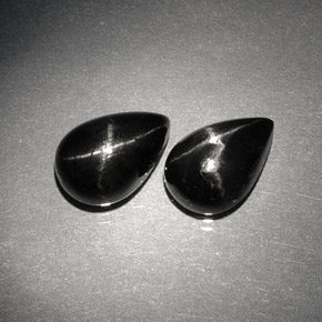 캐럿 천연 검정색 스타 디옵사이드 보석, 배 모양, 10×6.9 mm, 불투명체