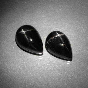 캐럿 천연 검정색 스타 디옵사이드 보석, 배 모양, 10×6.9 mm, 불투명체