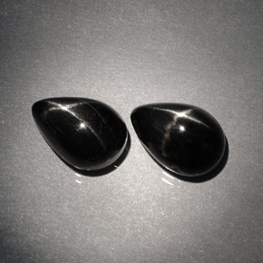 캐럿 천연 검정색 스타 디옵사이드 보석, 배 모양, 10×7 mm, 불투명체