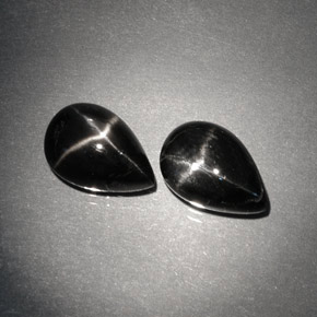 캐럿 천연 검정색 스타 디옵사이드 보석, 배 모양, 10×6.9 mm, 불투명체