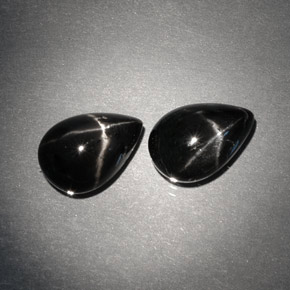 캐럿 천연 검정색 스타 디옵사이드 보석, 배 모양, 10×6.9 mm, 불투명체