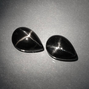 캐럿 천연 검정색 스타 디옵사이드 보석, 배 모양, 10×6.9 mm, 불투명체