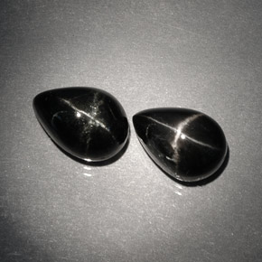 캐럿 천연 검정색 스타 디옵사이드 보석, 배 모양, 10.1×7.1 mm, 불투명체