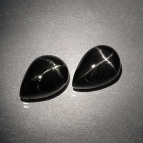 캐럿 천연 검정색 스타 디옵사이드 보석, 배 모양, 10.1×7.1 mm, 불투명체