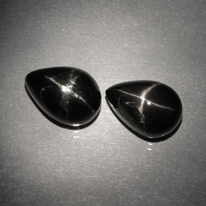 캐럿 천연 검정색 스타 디옵사이드 보석, 배 모양, 10.1×7.1 mm, 불투명체