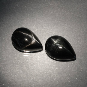 캐럿 천연 검정색 스타 디옵사이드 보석, 배 모양, 9.7×6.8 mm, 불투명체