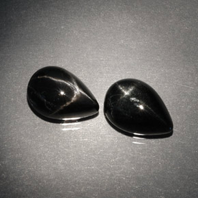 캐럿 천연 검정색 스타 디옵사이드 보석, 배 모양, 9.7×6.8 mm, 불투명체