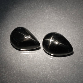 캐럿 천연 검정색 스타 디옵사이드 보석, 배 모양, 10.1×7.1 mm, 불투명체