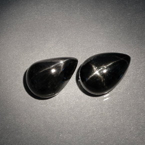 캐럿 천연 검정색 스타 디옵사이드 보석, 배 모양, 10.1×7.1 mm, 불투명체