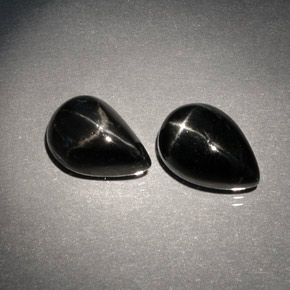 캐럿 천연 검정색 스타 디옵사이드 보석, 배 모양, 10.1×7.1 mm, 불투명체