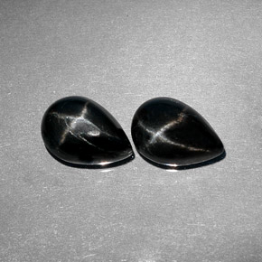캐럿 천연 검정색 스타 디옵사이드 보석, 배 모양, 10×7.1 mm, 불투명체