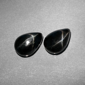 캐럿 천연 검정색 스타 디옵사이드 보석, 배 모양, 10×7.1 mm, 불투명체