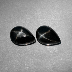 캐럿 천연 검정색 스타 디옵사이드 보석, 배 모양, 10×7.1 mm, 불투명체