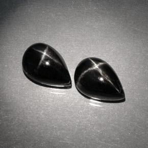 캐럿 천연 검정색 스타 디옵사이드 보석, 배 모양, 10×7 mm, 불투명체