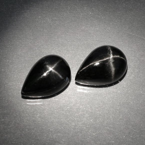 캐럿 천연 검정색 스타 디옵사이드 보석, 배 모양, 10×7 mm, 불투명체
