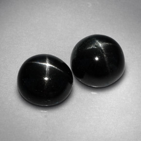 캐럿 천연 검정색 스타 디옵사이드 보석, 라운드 컷, 7.15 mm, 불투명체