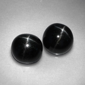 캐럿 천연 검정색 스타 디옵사이드 보석, 라운드 컷, 7.18 mm, 불투명체